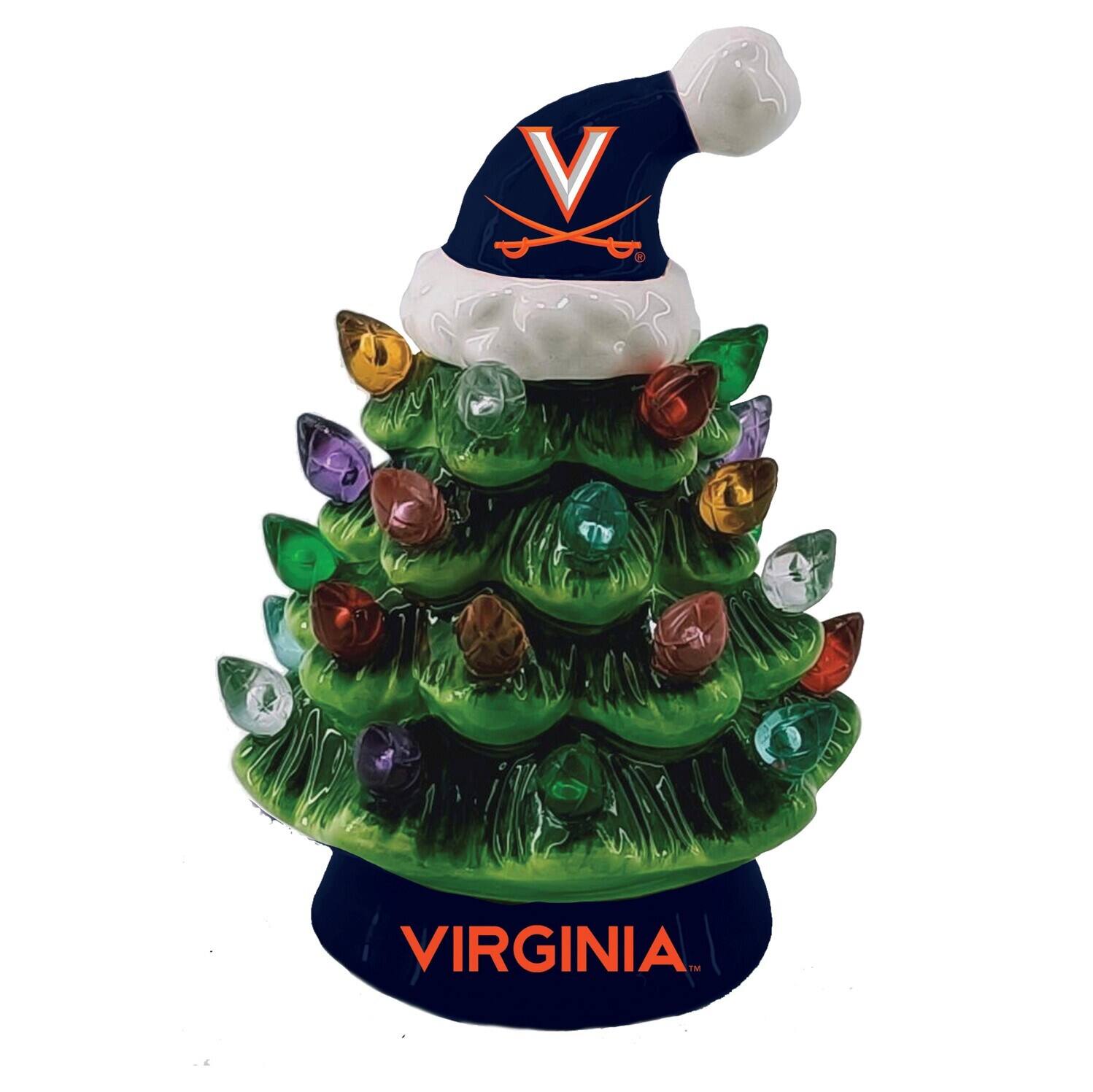 Front. Evergreen Enterprises - Virginia Cavaliers 8" Light Up Ceramic LED Christmas Tree - Multicolor.