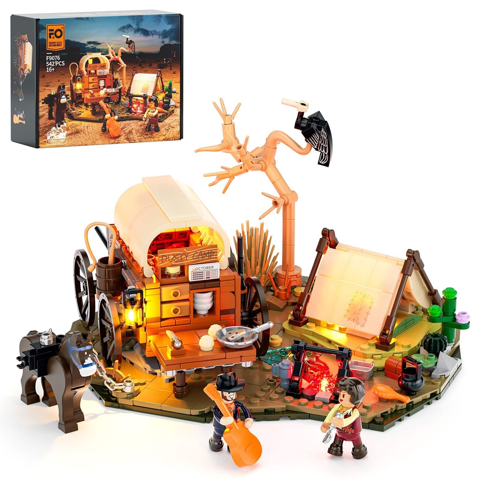 Lumibricks - Cowboy Camp LED Building Bricks Set, 542-Piece Western Camp with Covered Wagon & Horse for Ages 16+ price history on PriceWatchPro