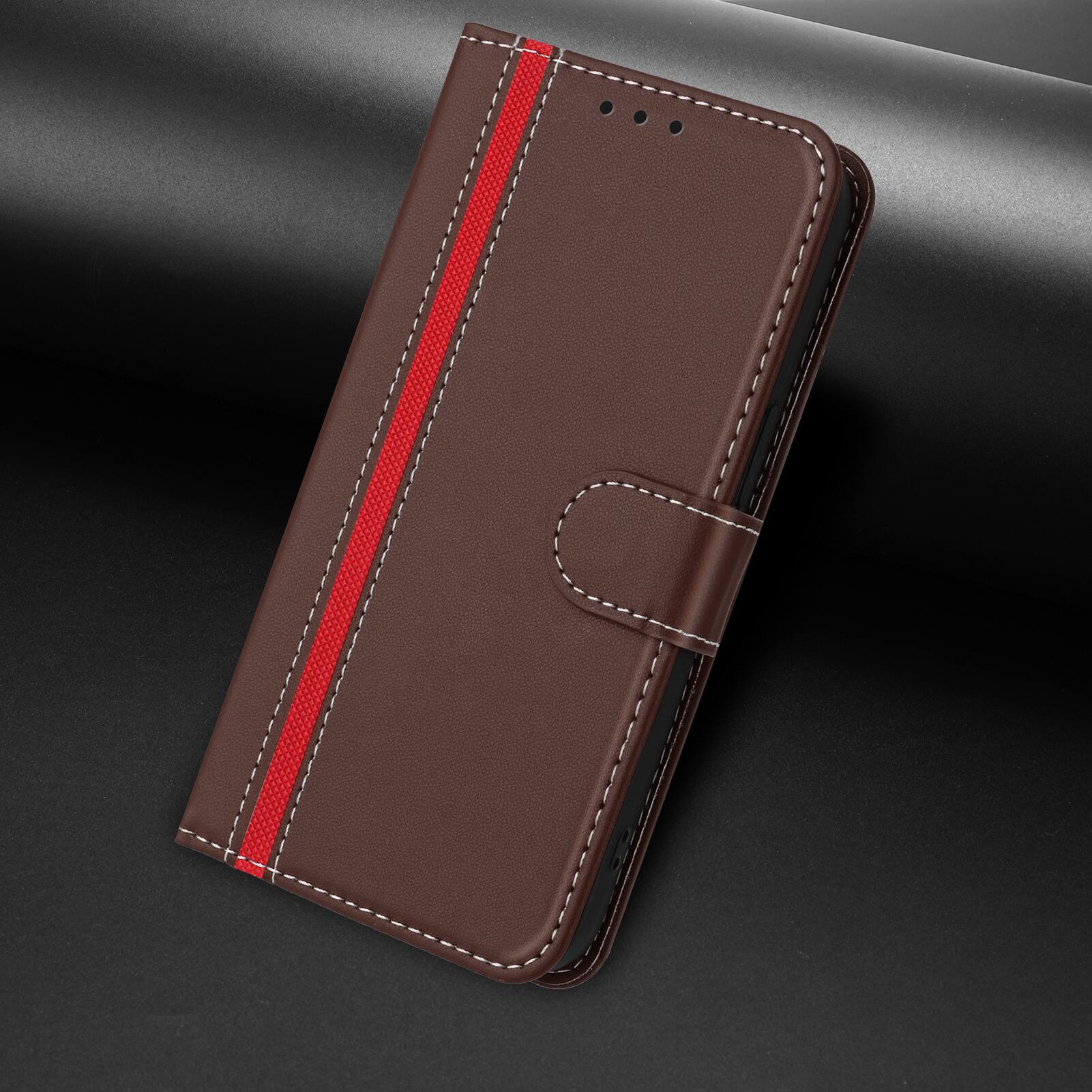 Alt View 3. Dteck - Slim Card Holder Case for Apple iPhone 17,PU Leather Magnetic Closure Shockproof TPU Inner Flip Wallet Cover - Brown.