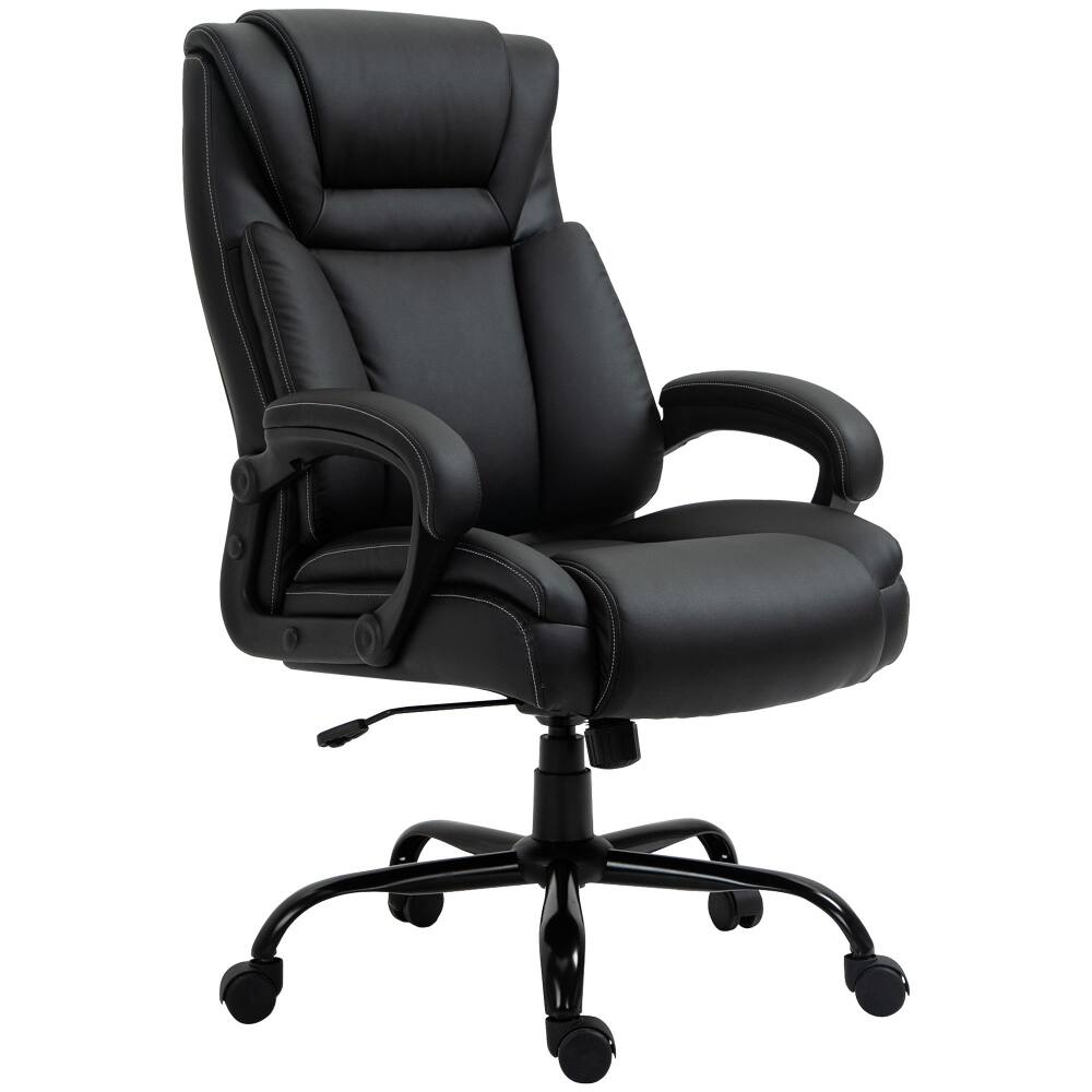 Alt View 9. Loheer - Loheer Big and Tall Office Chair 400lbs Heavy Duty Executive Desk Chair Wide Seat High Back Ergonomic PU Leather Black - Black.