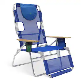 Ostrich - The Altitude 3N1 High Back Outdoor Beach Lounge Chair w/Footrest - Blue
