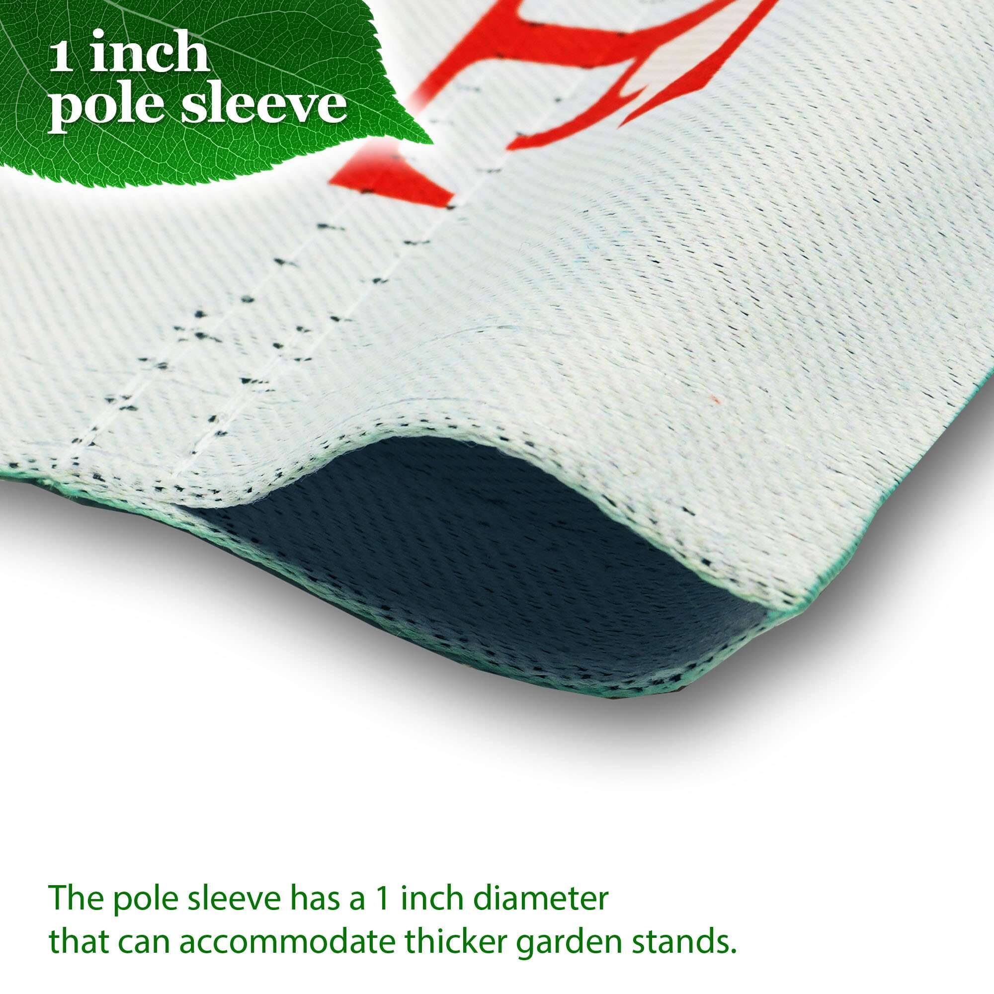 1 inch pole sleeve

The pole sleeve has a 1 inch diameter that can accommodate thicker garden stands.