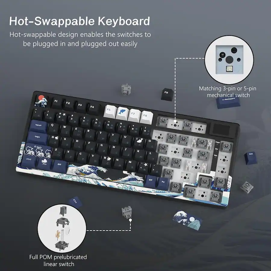 Wm80 Keyboard Womier S K80 75% Wired Keyboard with Color Multimedia Display ...