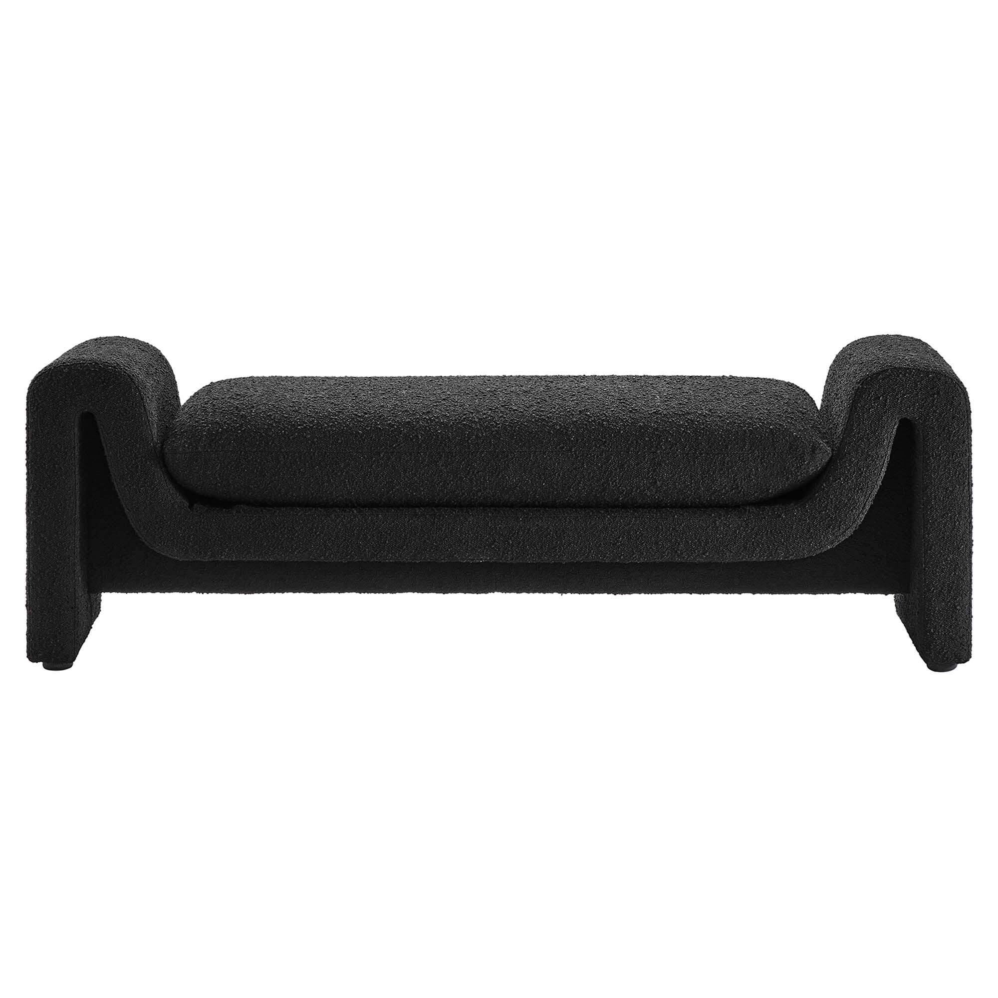 Alt View 1. Modway - Waverly Boucle Fabric Bench by Modway - Black.
