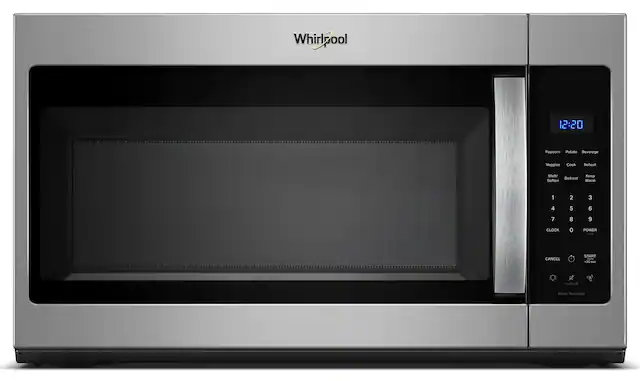 Whirlpool
12:20
Popcorn Potato Beverage Veggies Cook Reheat Melt/ Defrost Soften Keep Warm
1 2 3 4 5 6 7 8 9 CLOCK 0 POWER CANCEL START +30 sec
Sensor Technology