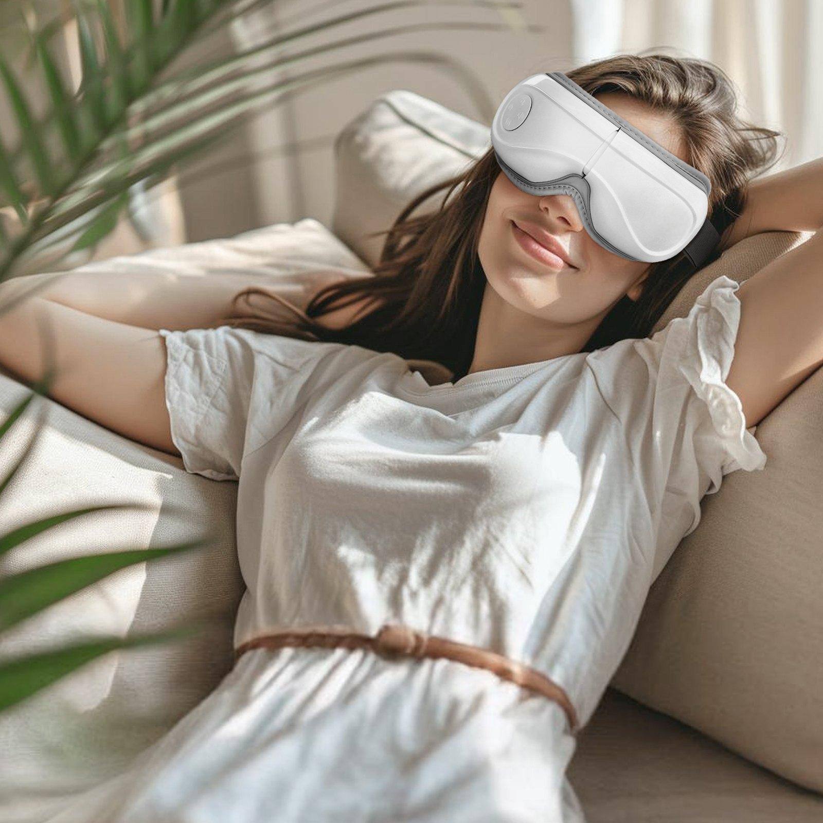 Alt View 1. Glintex - Eye Massager with Heat Remote Control 5 Modes Bluetooth Music Foldable Eye Care for Strain and Dark Circles - White.