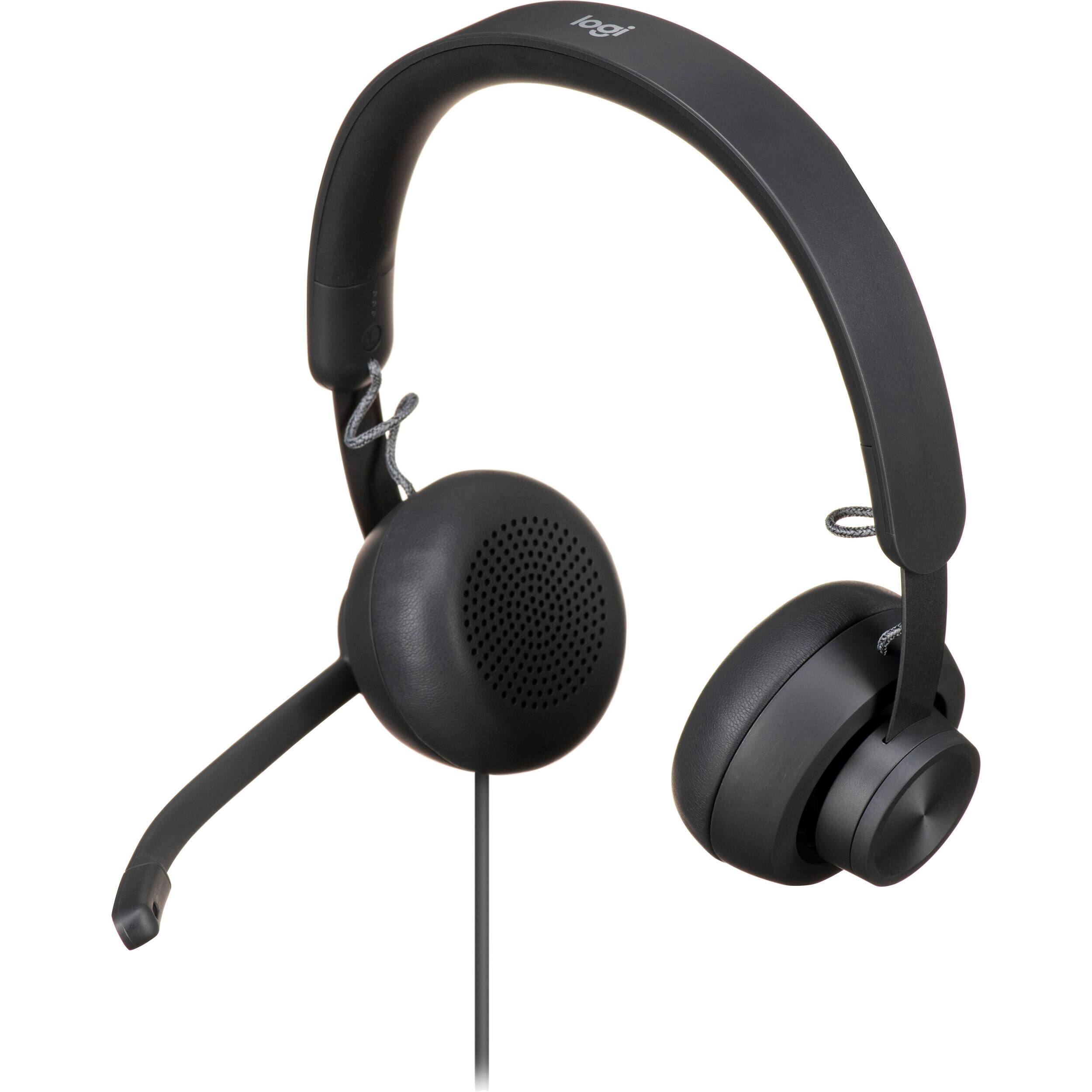 Back. Logitech - Logitech Zone Wired Noise Cancelling Headset for Business - UC - Graphite.