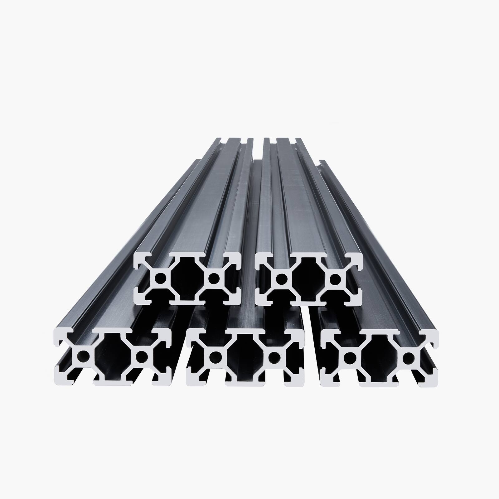 Alt View 5. VEVOR - 5PCS 78.7 in (2000mm) T Slot 2040 Aluminum Extrusion Profile, European Standard Anodized Linear Rail, High-Strength - Black.
