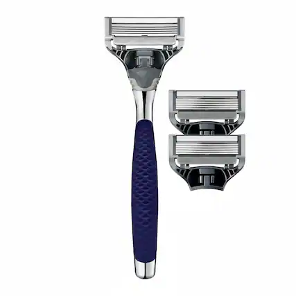 Front. Dazzed Corner - Original Shaving Kit for Men – Razor Handle - Blue.