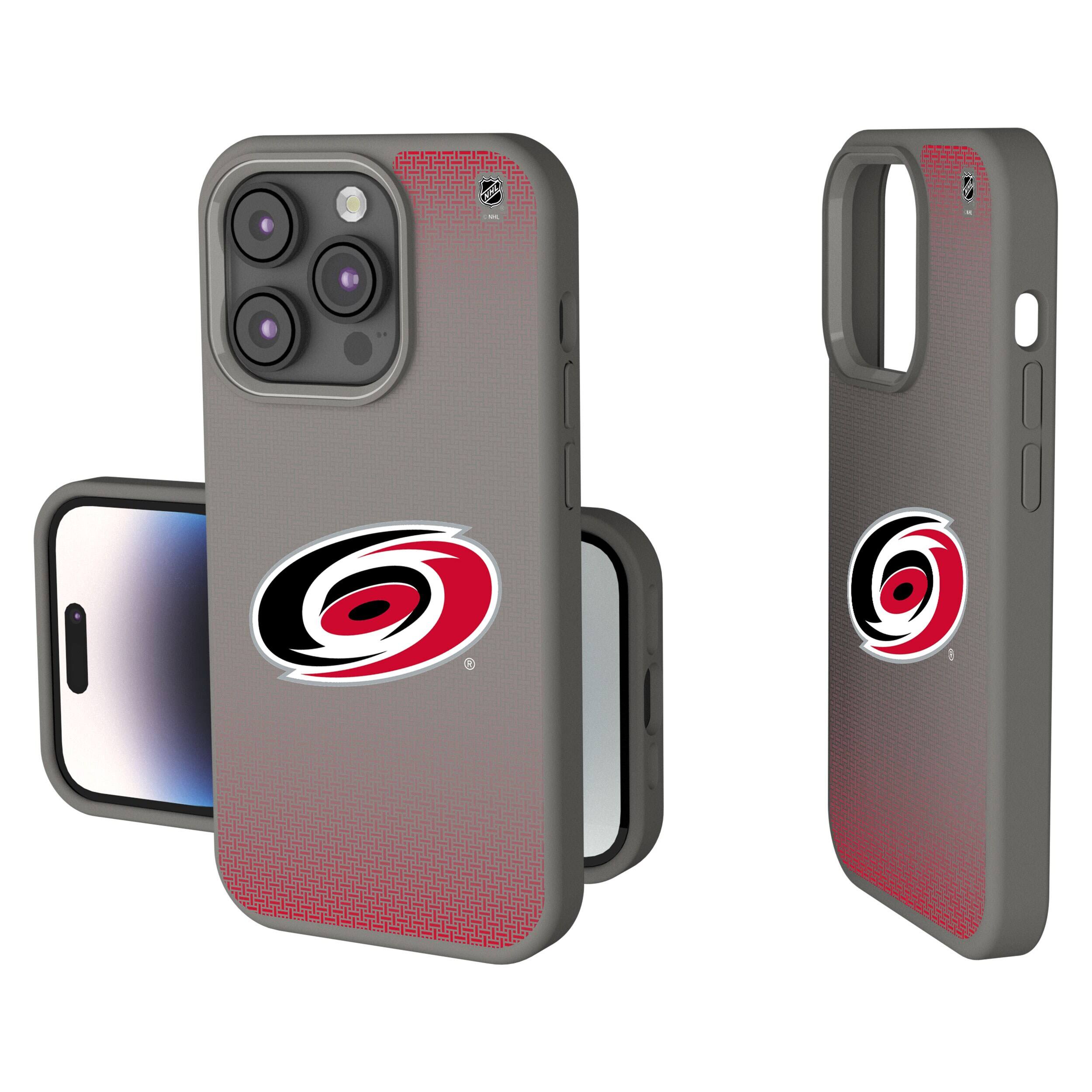 Front. Keyscaper - Carolina Hurricanes Linen Logo iPhone Soft Touch Case - 14 Pro Max - Gray.