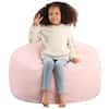 Front. JETRANSPORT - 2-in-1 Round Bean Bag Chair Fluffy Beanbag With High-density Foam Fillings For Reading Floor Cushion - Pink 16" High.