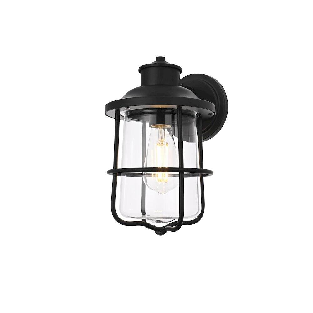 Angle. Elegant Lighting - Huxley 7 Inch Outdoor Wall Sconce In Black - Black.