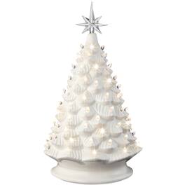 Best Choice Products - 18in Ceramic Christmas Tree, Pre-lit Hand-Painted Holiday Decor w/ 93 Warm White Bulbs - White - White w/ Warm White Lights