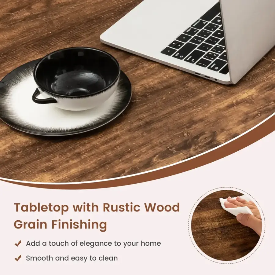 Tabletop with Rustic Wood Grain Finishing Add a touch of elegance to your home Smooth and easy to clean