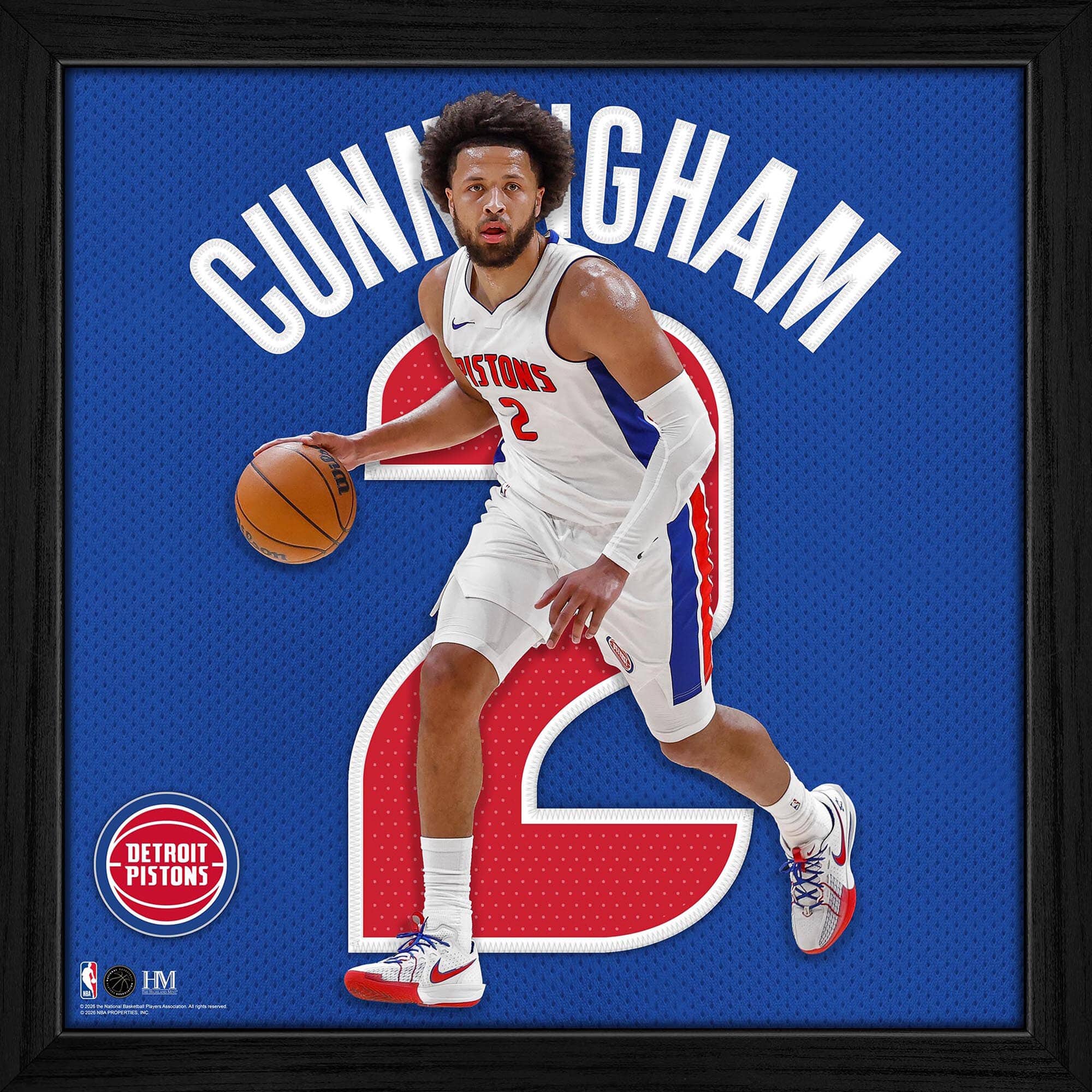 Highland Mint - Cade Cunningham Detroit Pistons 13" x 13" Impact Jersey Frame - Multicolor