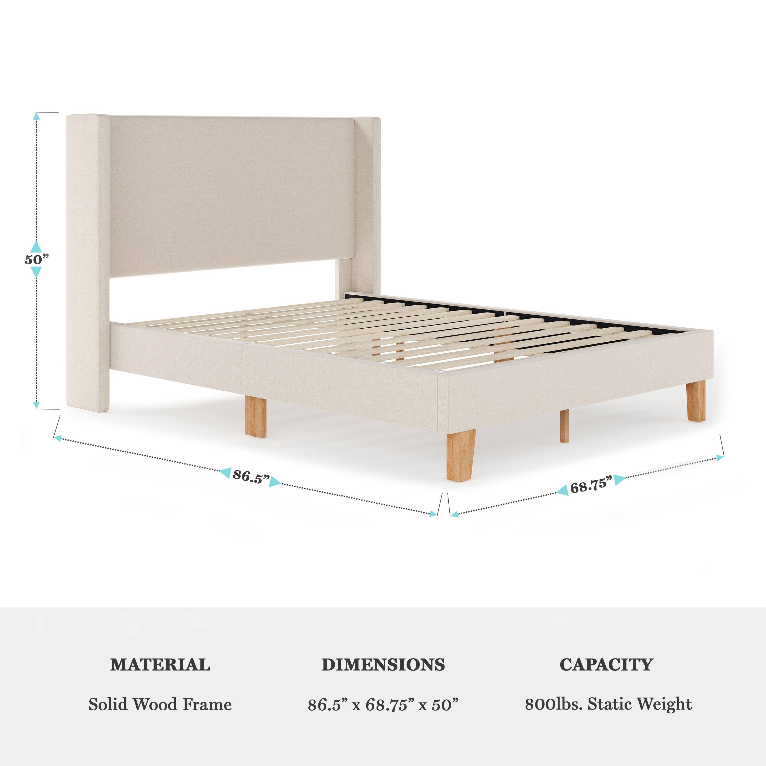 - **Material:** Solid Wood Frame
- **Dimensions:** 86.5" x 68.75" x 50"
- **Capacity:** 800lbs. Static Weight