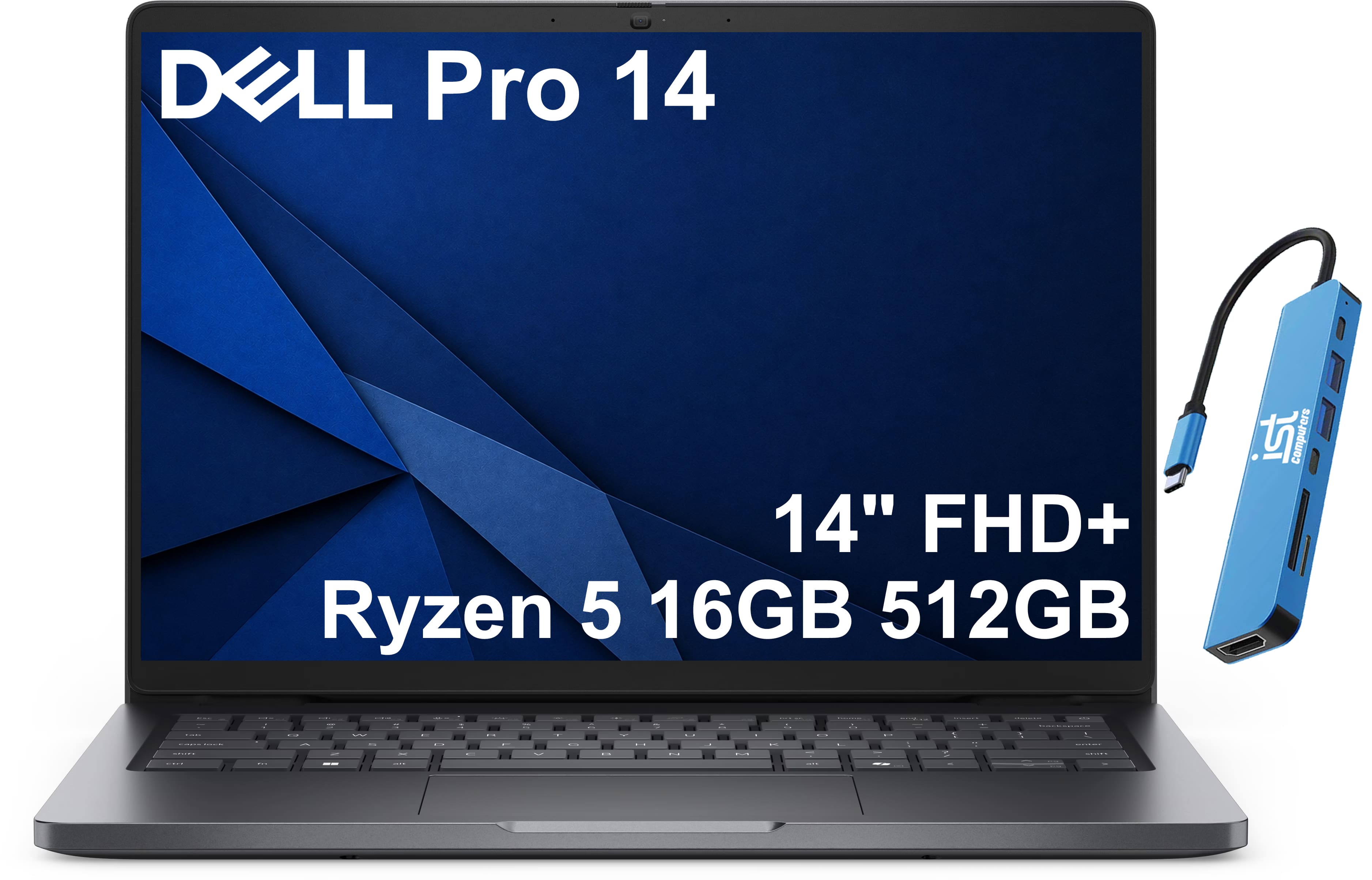 Dell - Upgraded - Pro 14 14" FHD+ Business Laptop - AMD Ryzen 5 220 - 16GB DDR5 RAM - 512GB SSD – Backlit Keyboard - Windows 11 Pro - Magnetite
