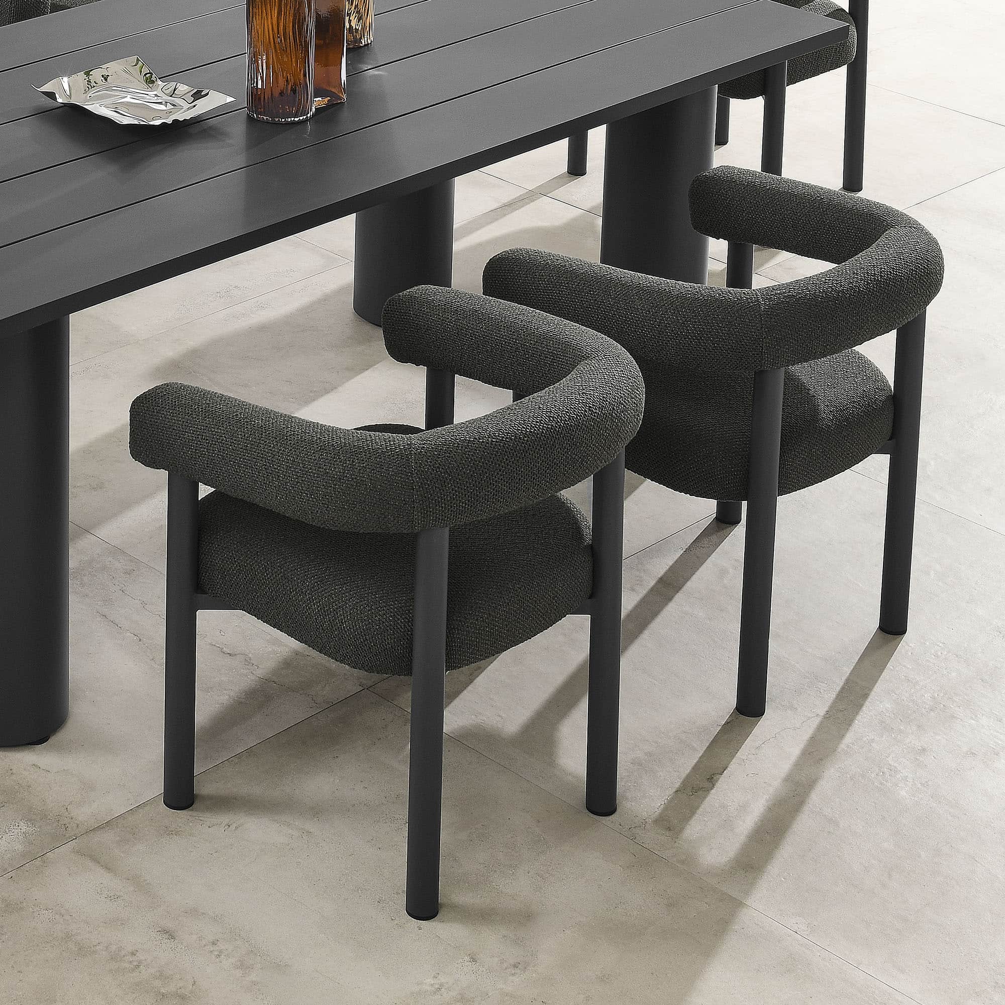 Nautica Outdoor Patio Aluminum Dining Armchairs Set of 2 by Modway - Charcoal Graphite