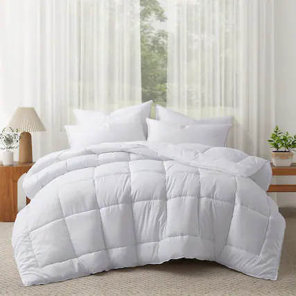 Front. Peace Nest - Peace Nest - All Season Down Alternative Comforter Duvet Insert with Soft Microfiber Shell - Twin - White.