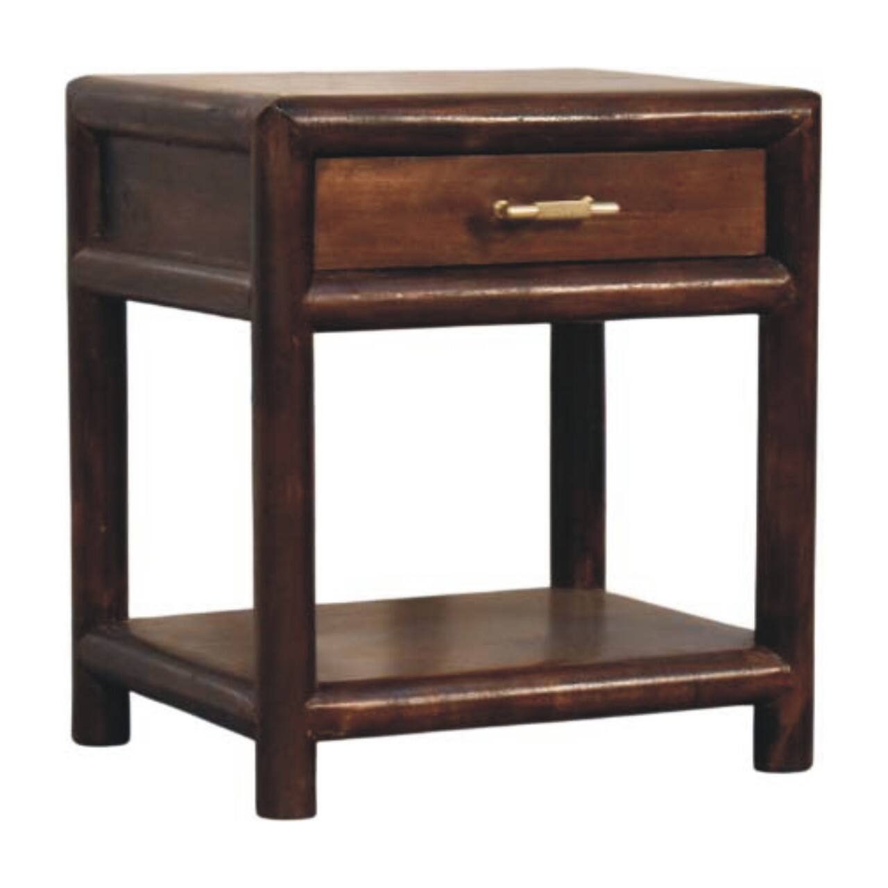 Left. Artisan Furniture - Artisan Furniture Solid Wood California Walnut Open Bedside, 1 Drawer and Shelf, Brown - Brown.