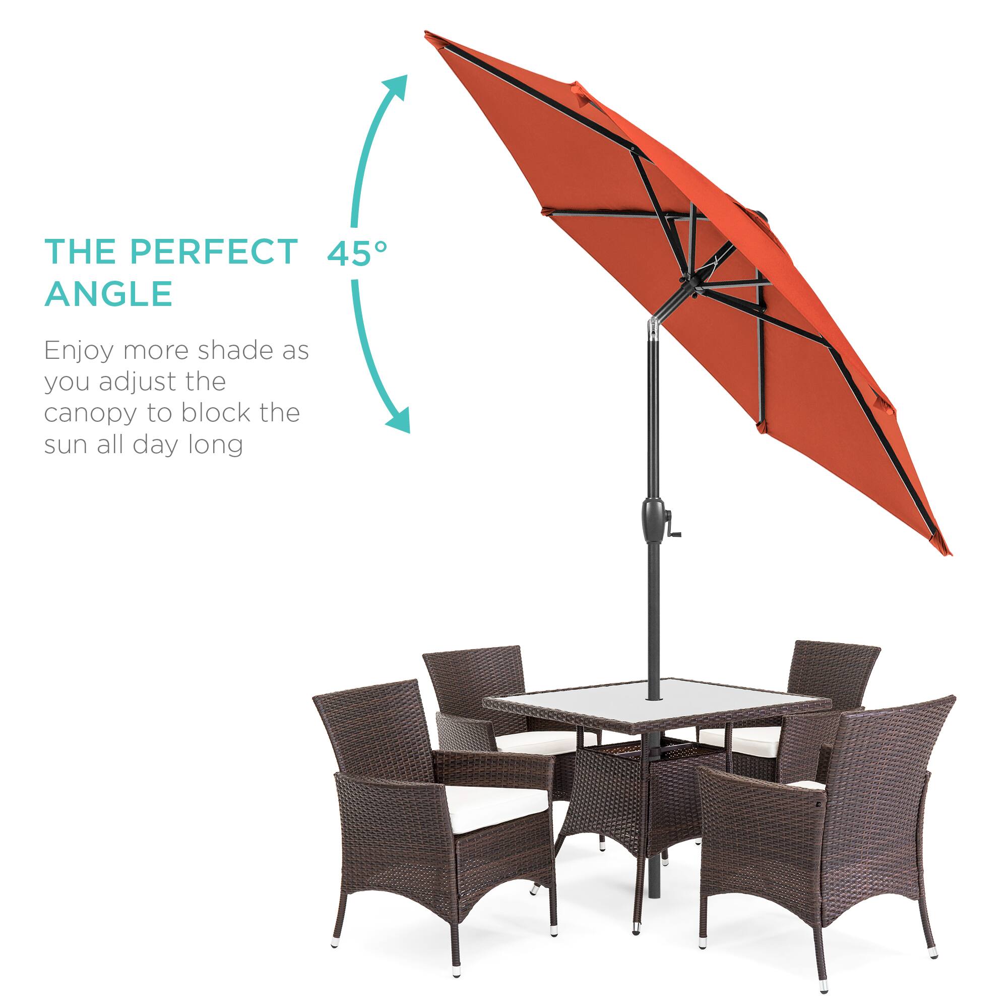 THE PERFECT 45° ANGLE

Enjoy more shade as you adjust the canopy to block the sun all day long