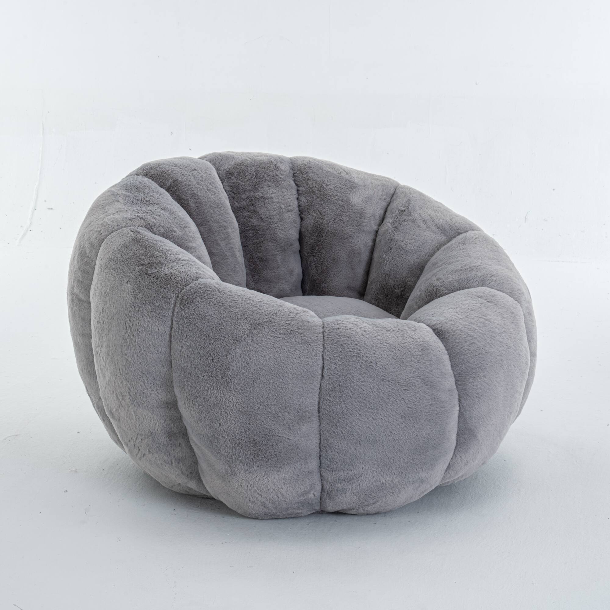 Alt View 5. GOODSILO - Floral-Shaped Faux Fur Bean Bag Sofa, Ultra-Soft Large Reading Chair for Living Room or Bedroom, Single-Seater - Gray.