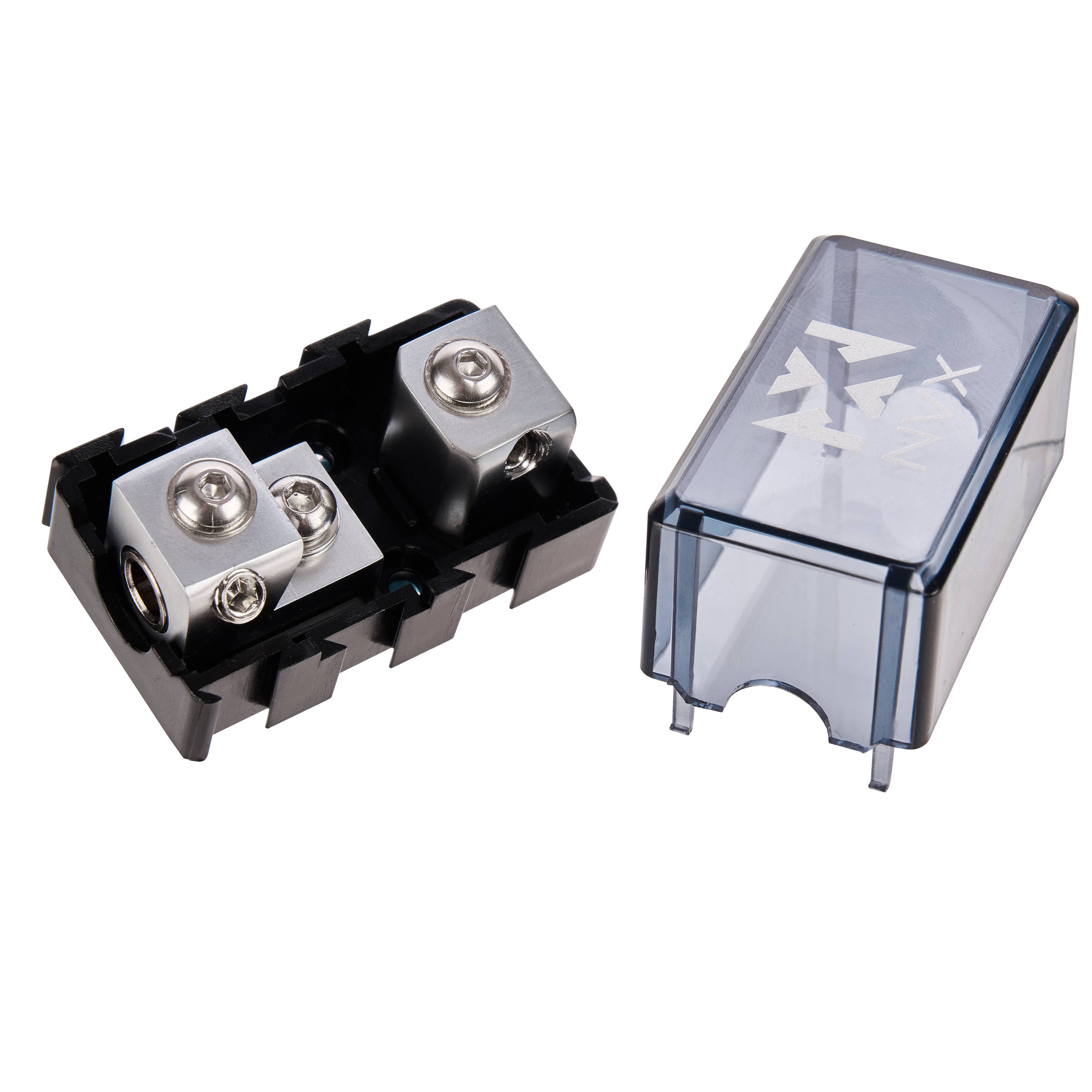 Left. NVX - XFMMINI 4/8 Gauge Mini-ANL/MANL/AFS Modular Inline Fuse Holder – Car & Marine Audio Circuit Protection.