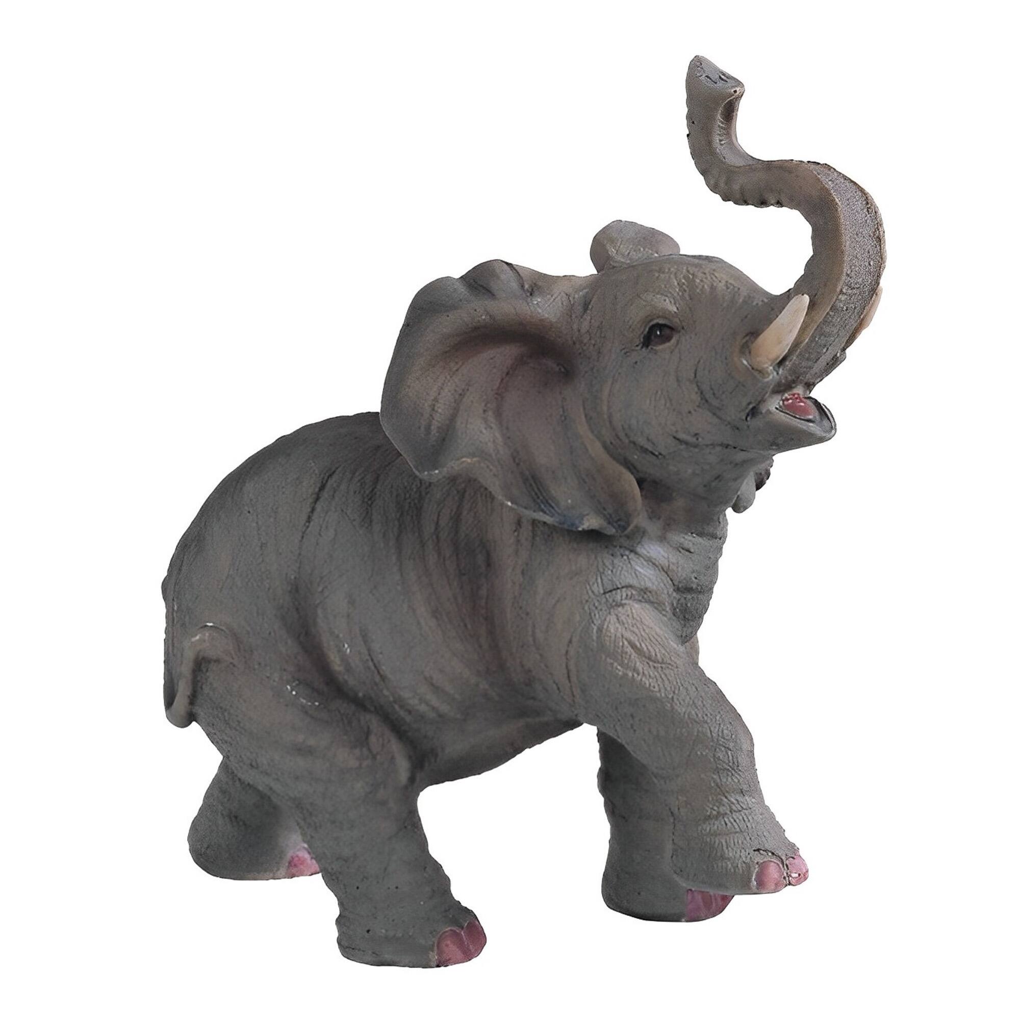 Front. FC Design - FC Design 6"H Wildlife Baby Elephant with Trunk Up Figurine Statue Desk Tabletop Home Decor Gift - Multi-Color.