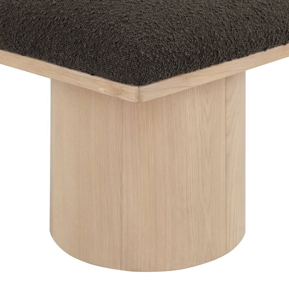 Alt View 3. Meridian Furniture - Pavilion Brown Boucle Fabric Bench - Brown.