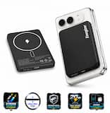 Energizer - 5,000mAh SLIM METAL 20W Magnetic Wireless Qi/Qi2.0/MagSafe PowerBank, Portable Charger, 2 Outputs, LED Display, & USB-C - Black