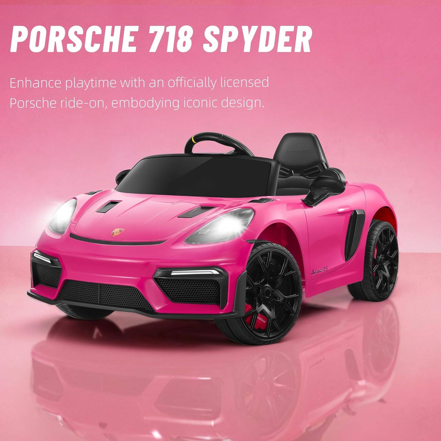 PORSCHE 718 SPYDER  
Enhance playtime with an officially licensed Porsche ride-on, embodying iconic design.