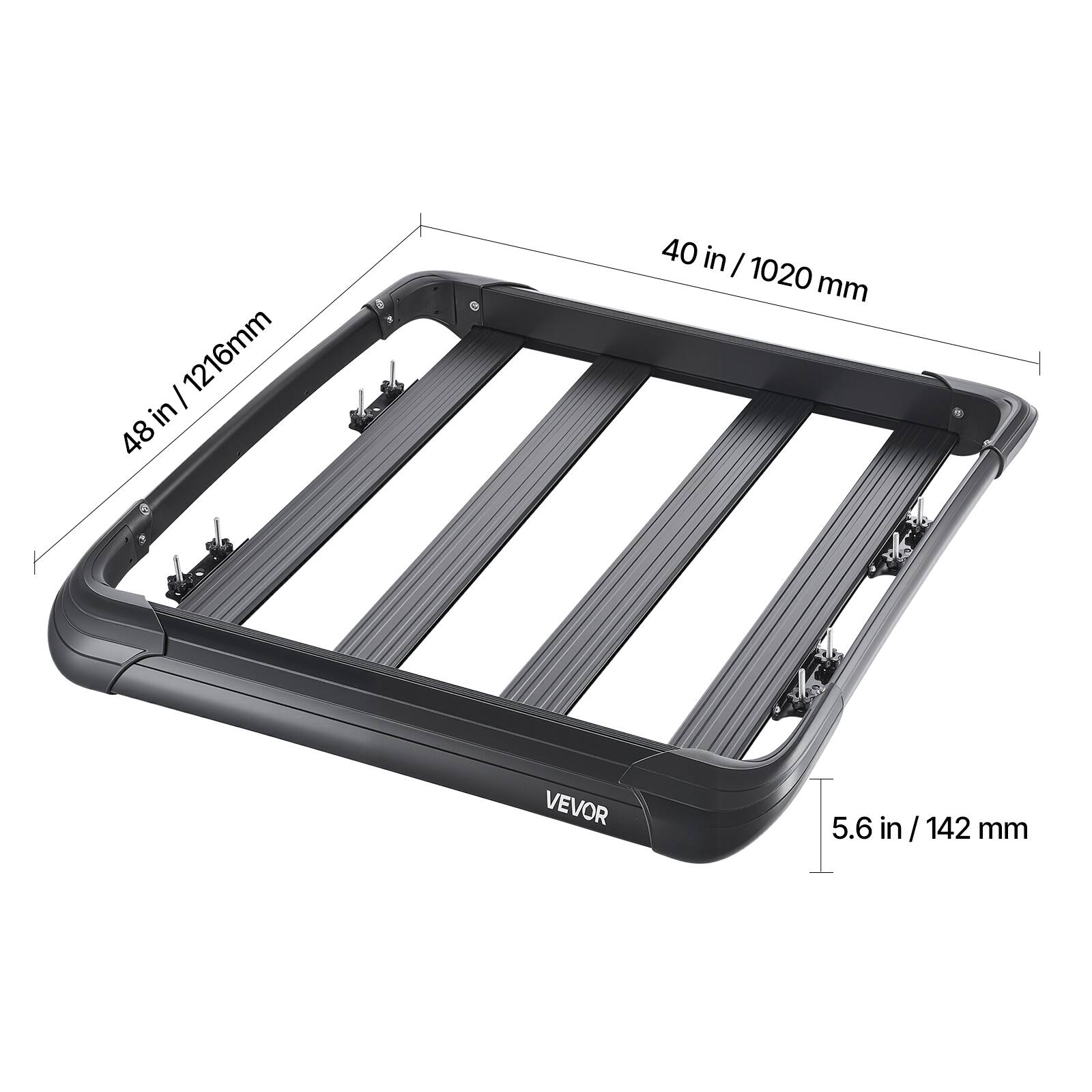 48 in / 1216 mm
40 in / 1020 mm
5.6 in / 142 mm