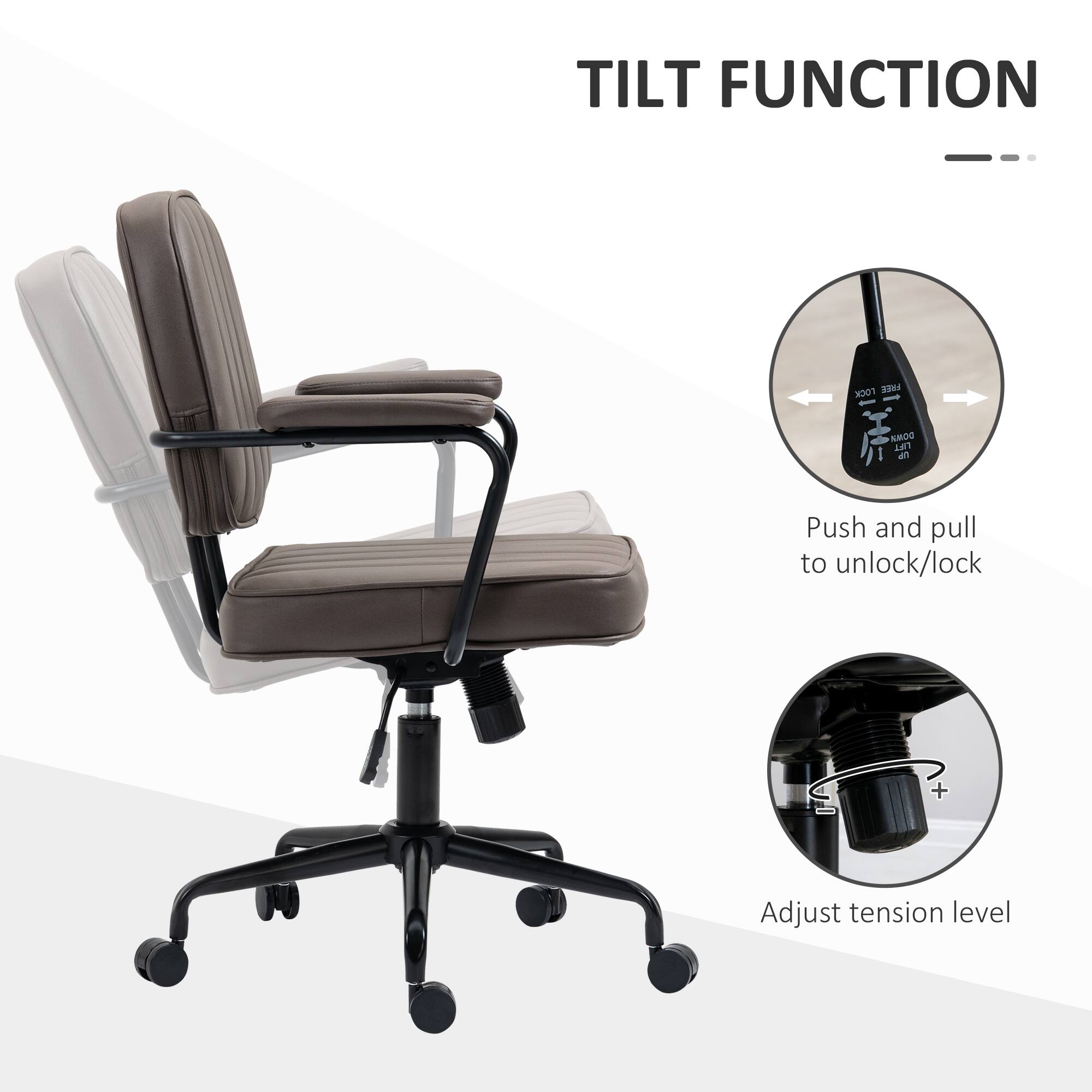 TILT FUNCTION

- Push and pull to unlock/lock
- Adjust tension level
