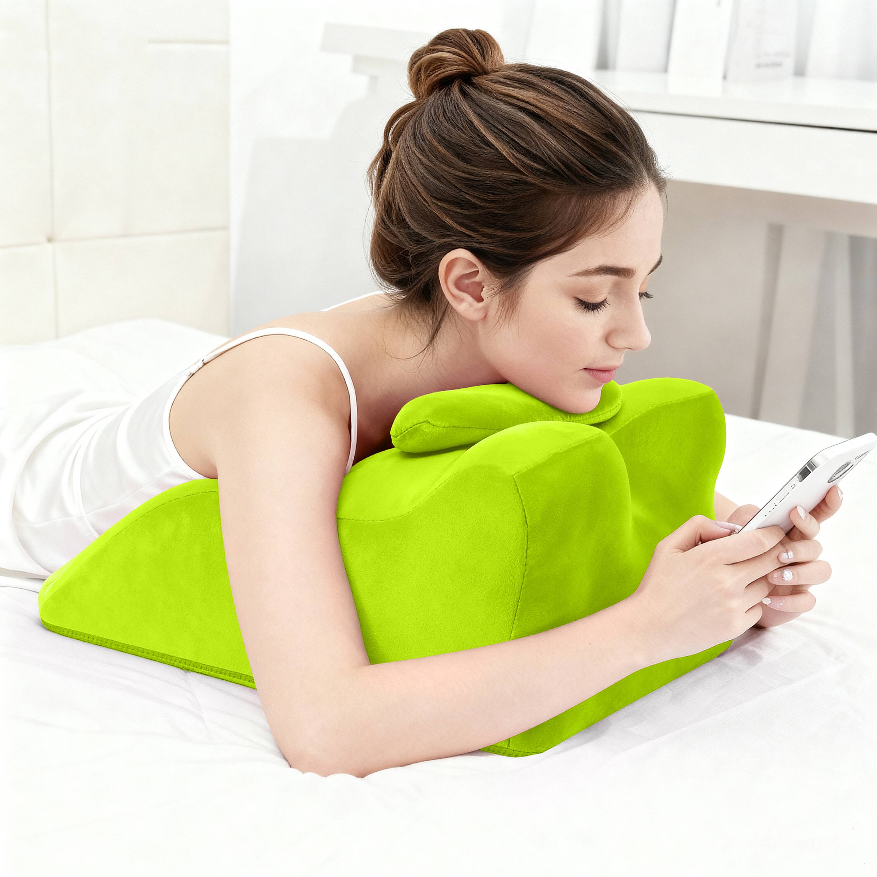 Front. Z-Edge - Foam Ergonomic Wedge Pillow, Prone Pillow for Sleeping, Reading Pillow for Bed, Ergonomic Support for Back Pain - Green.