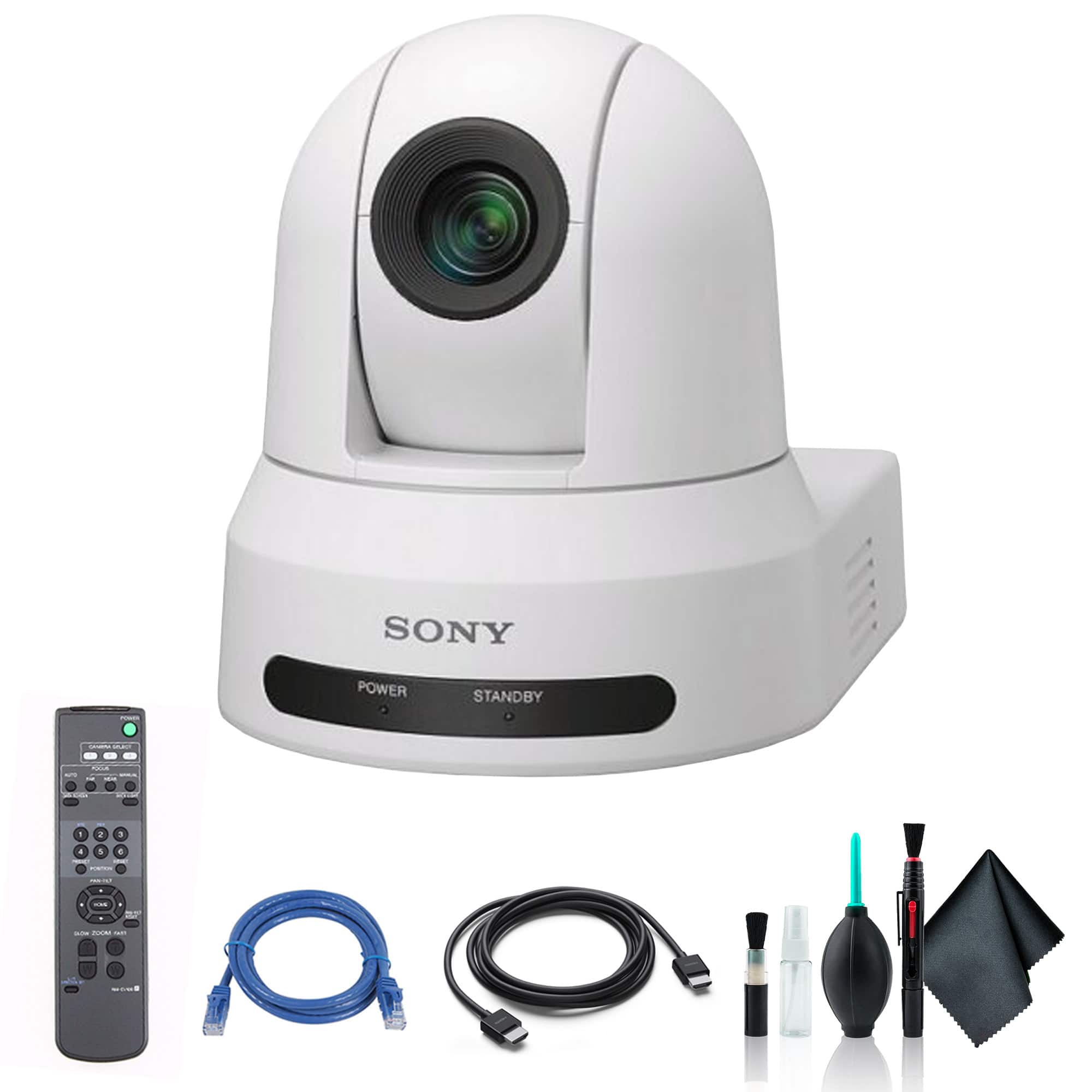 Sony - SRG-X40UH PTZ Camera + Ethernet & HDMI Cables + Cleaning Set - White