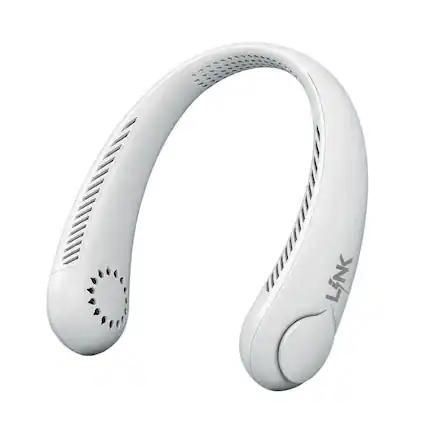 Front. Link - Neck Fan Bladeless Wrap Around Wearable Personal Cooling Fan 360° - White.
