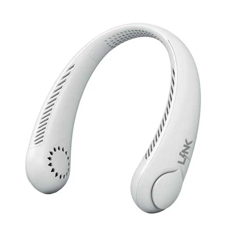 Front. Link - Neck Fan Bladeless Wrap Around Wearable Personal Cooling Fan 360° - White.
