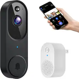 Schertz - AI Human Detection and Instant Alerts, Wireless Smart Video Doorbell Camera - BROWN :Style: Chime Included