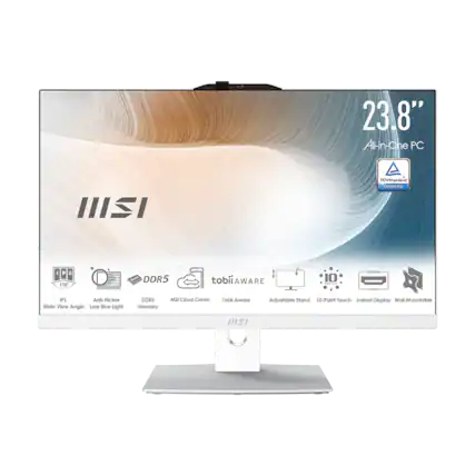 23.8" All-in-One PC II + TÜV Rheinland CERTIFIED
IPS 178° + RAM DDR5
tobii AWARE
- IPS
- Anti-Flicker
- Wide View Angle
- Less Blue Light
- DDR5 Memory
- MSI Cloud Center
- Tobii Aware
- Adjustable Stand
- 10-Point Touch
- Instant Display
- Wall Mountable