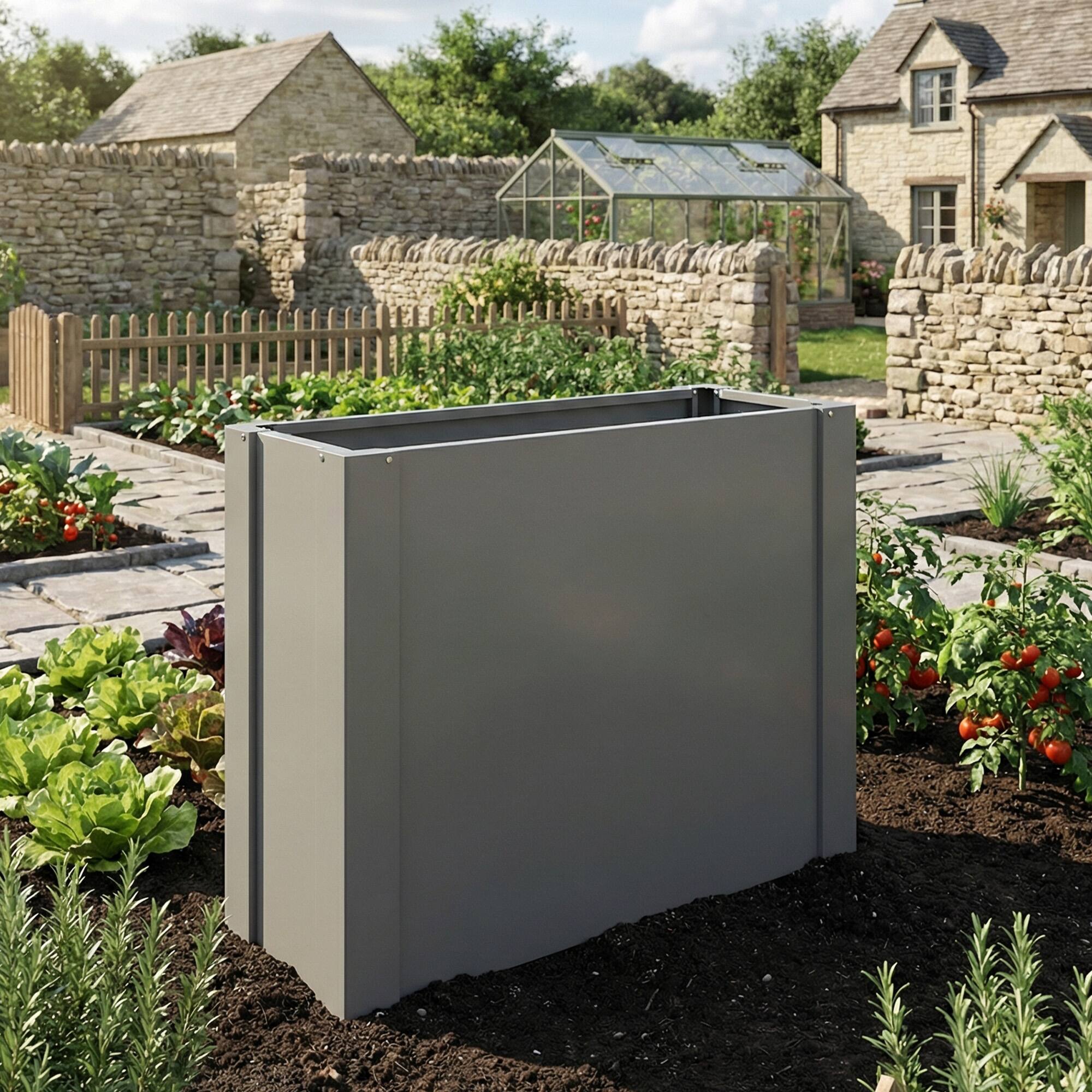 Alt View 8. Outsunny - Garden Bed Galvanized Planter Box Outdoor with Gloves for Gardening Vegetables, Flower, Herb - Gray.