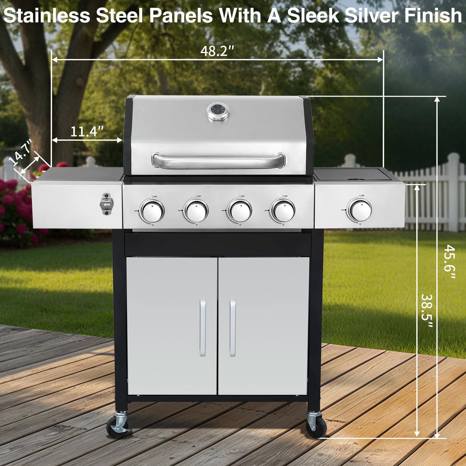 Stainless Steel Panels With A Sleek Silver Finish

48.2"  
14.7"  
11.4"  
38.5"  
45.6"