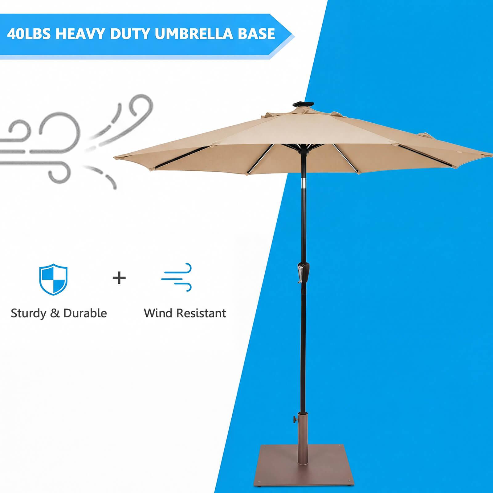 40LBS HEAVY DUTY UMBRELLA BASE

Sturdy & Durable + Wind Resistant