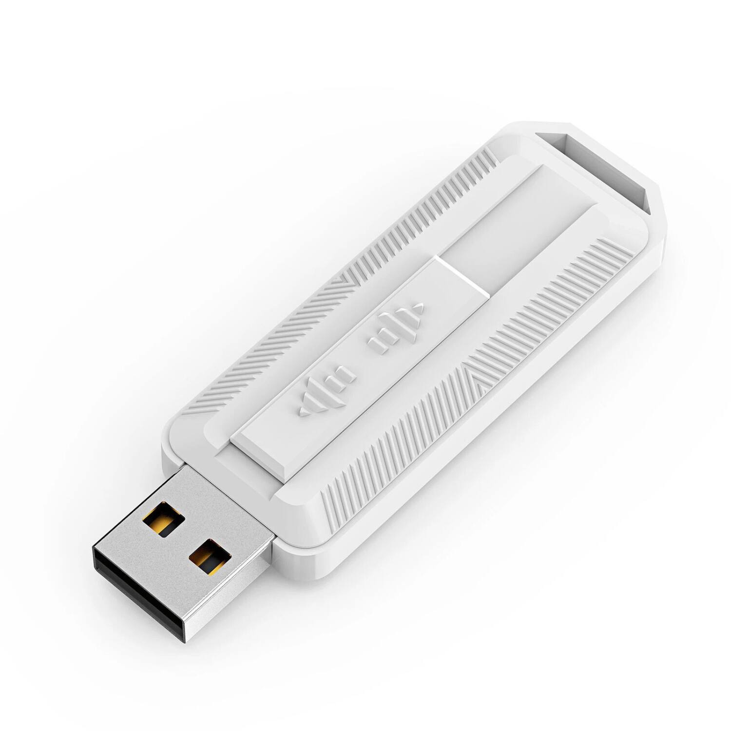Angle. Stock Preferred - 3-Pack 32GB USB 2.0 Retractable Flash Drives - White.