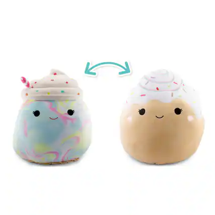Front. Kellytoy - Squishmallows Flip-A-Mallow 12 Inch Plush | Kelen Milkshake & Rease Cinnamon Roll - Multi-Color.