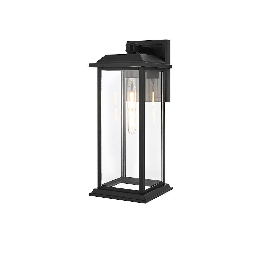 Angle. Elegant Lighting - Araceli 17 inch Outdoor Wall sconce in Black - Black And Clear.