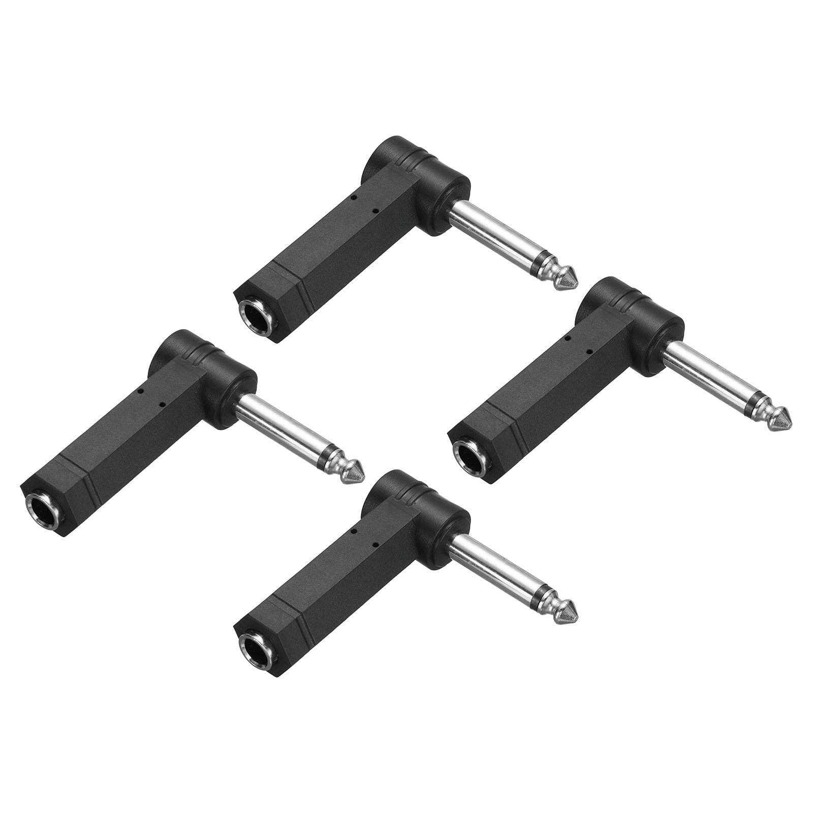 Unique Bargains - 4pcs 6.35mm F to 6.35mm M Connector Gold Plated Copper Stereo TS for Audio/HP/Spkr/Player/Video Rcvr/Sound Sys - Black