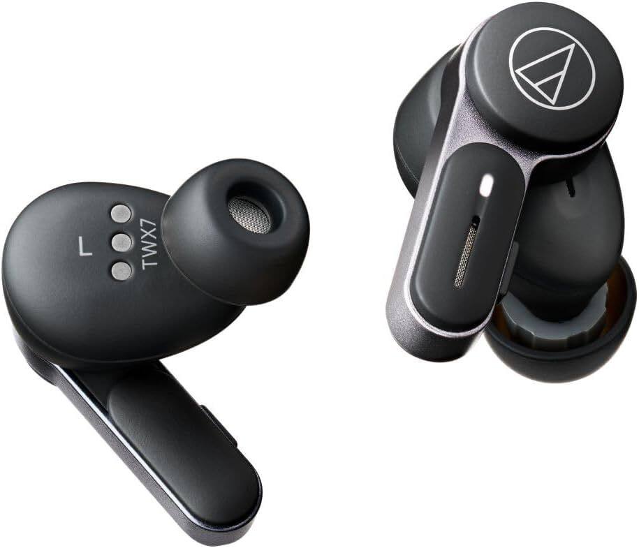 Angle. Audio-Technica - Audio-Technica ATH-TWX7 Truly Wireless Earbuds - Black.