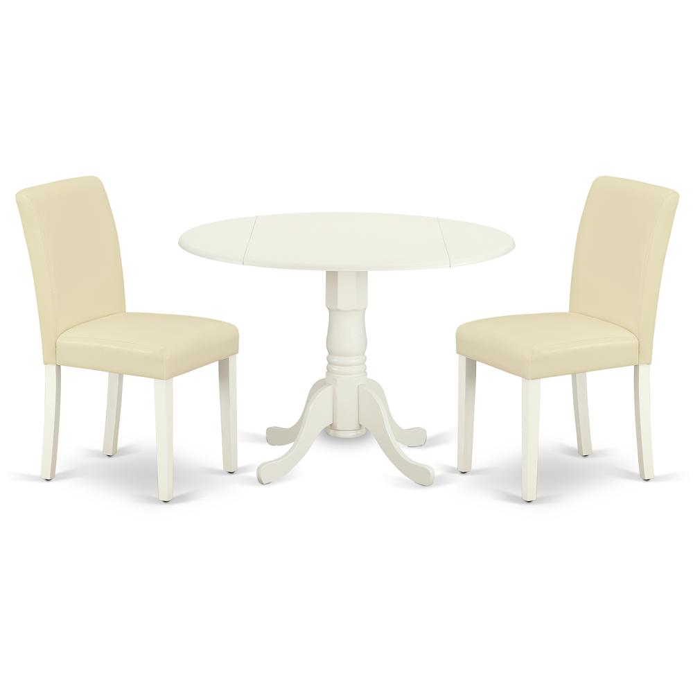 Back. East West Furniture - Dining Room Set Linen White - Brown.