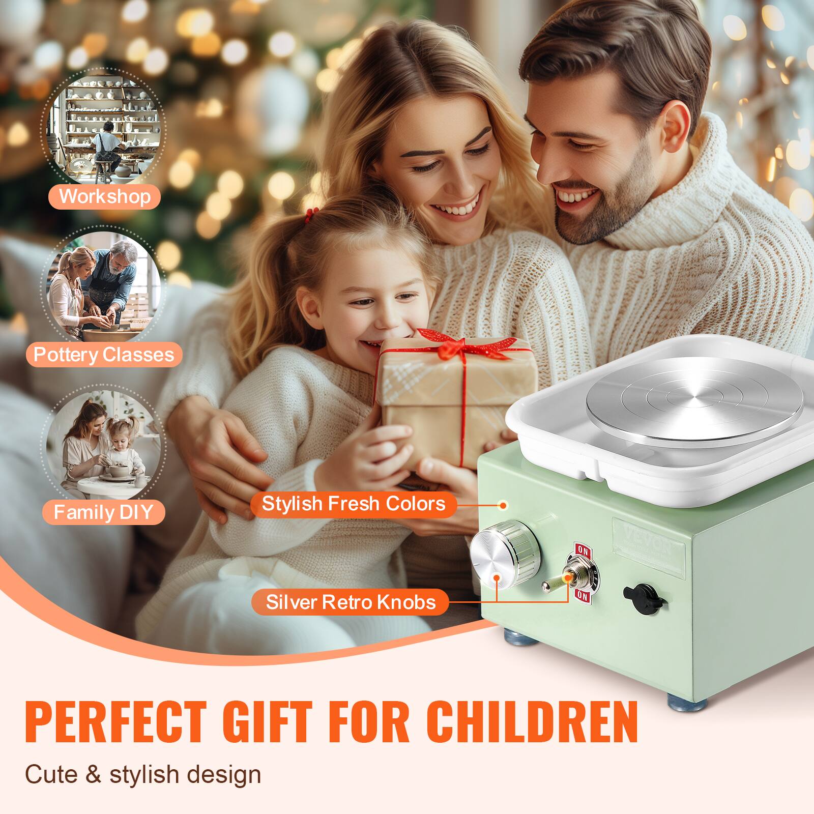 Workshop  
Pottery Classes  
Family DIY  
Stylish Fresh Colors  
Silver Retro Knobs  

PERFECT GIFT FOR CHILDREN  
Cute & stylish design