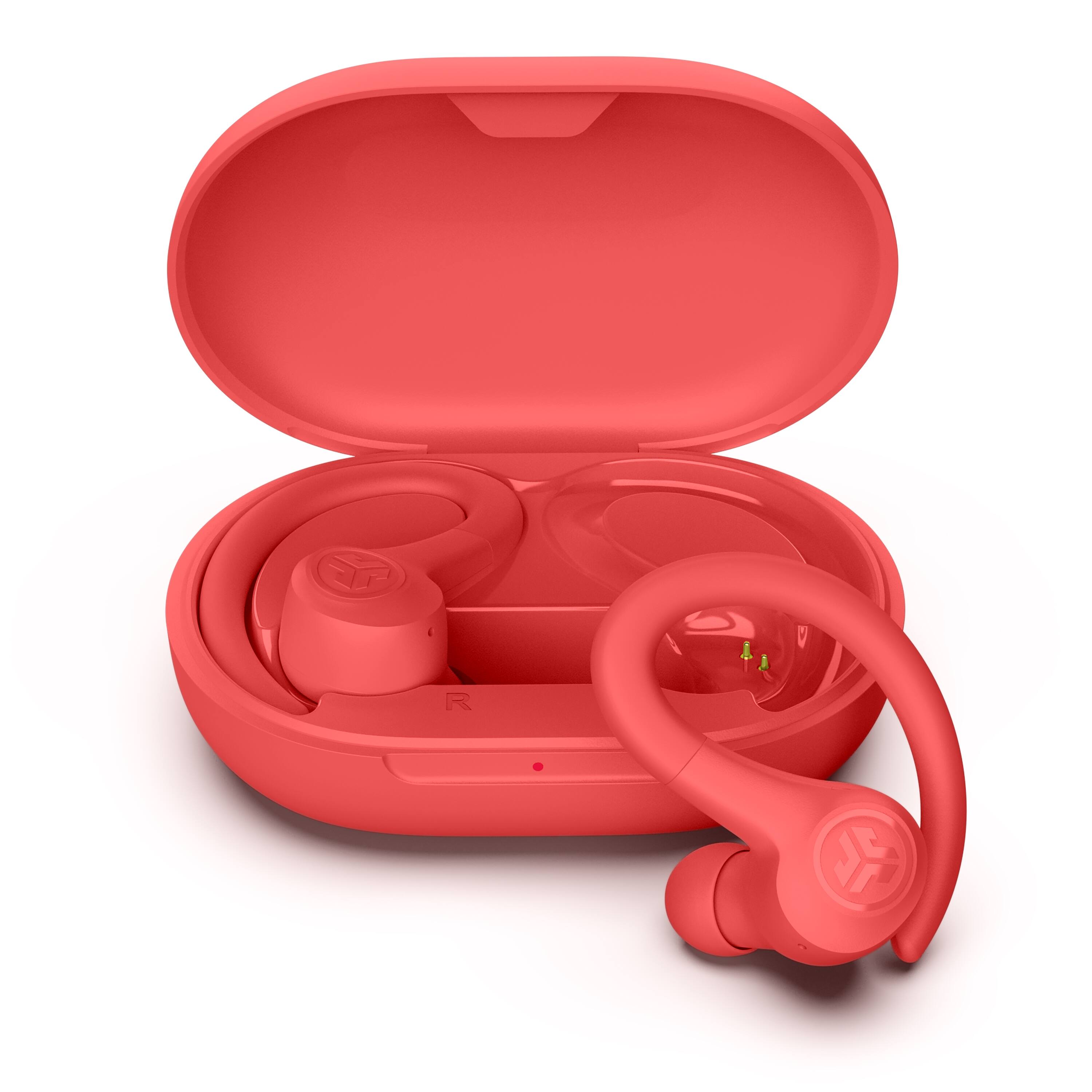 Front. JLab - Go Air Sport True Wireless Earbuds - Coral.